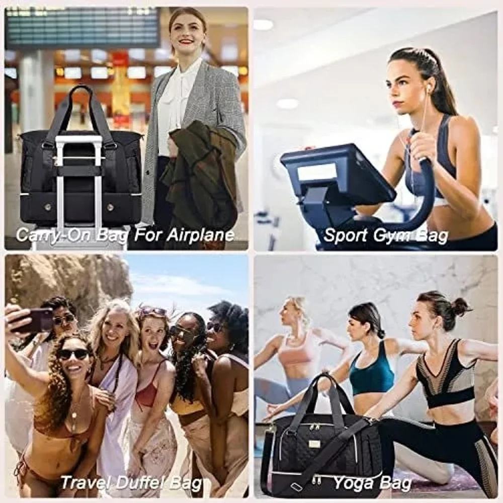 Gym Bag For WomenTravel Duffel Bag Weekender BagSport Bag With Shoes Compartm...